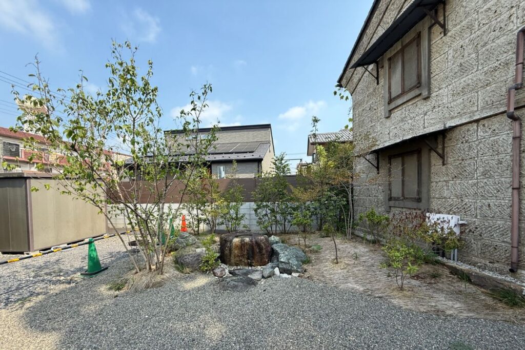 十月桜と蝋梅が植えられた境内