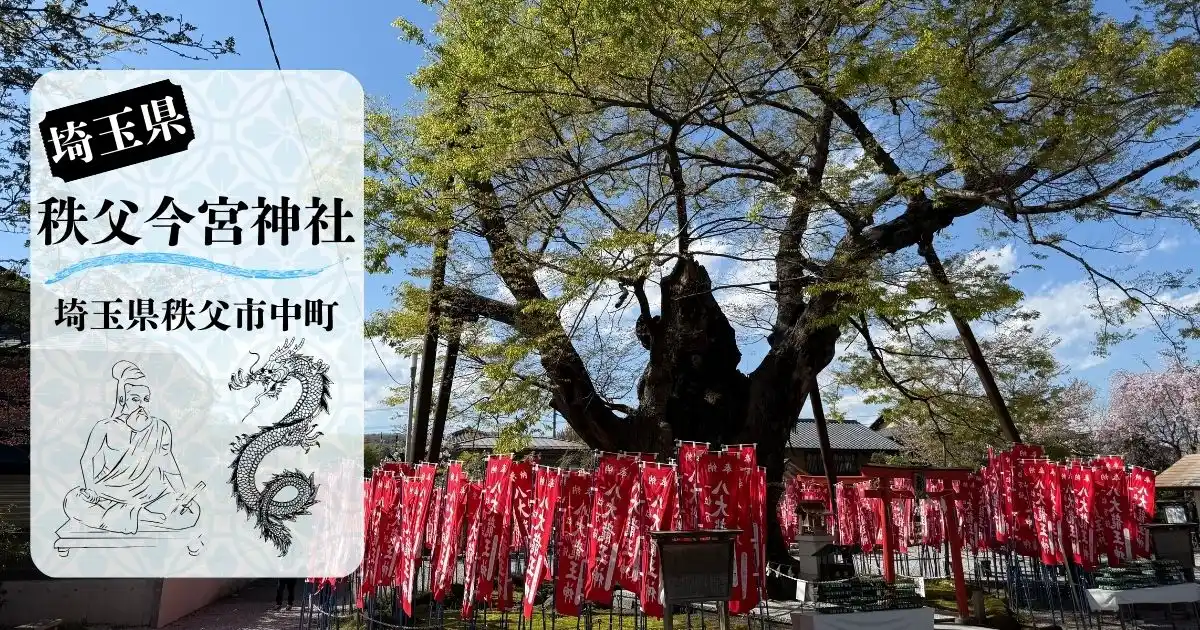 秩父今宮神社の龍神木と奉納旗